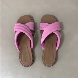 Reef Pink and Brown Sandals with X-Shaped Straps